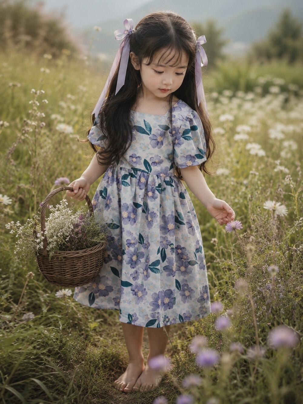 Blooming Perfection Floaty Floral Puff Slv Open+ Tie Back Dress 5T
